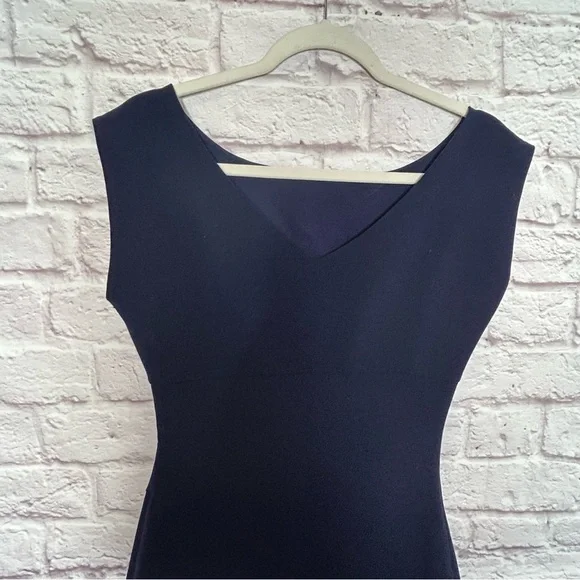 Diane Von Furstenberg Navy Blue Ruched Cap Sleeve Cocktail Dress - Picture 8 of 16